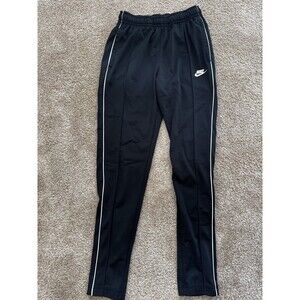 Nike Black & White Stripe Track Pants Size M – Unisex Y2K Vintage Sweatpants Jog
